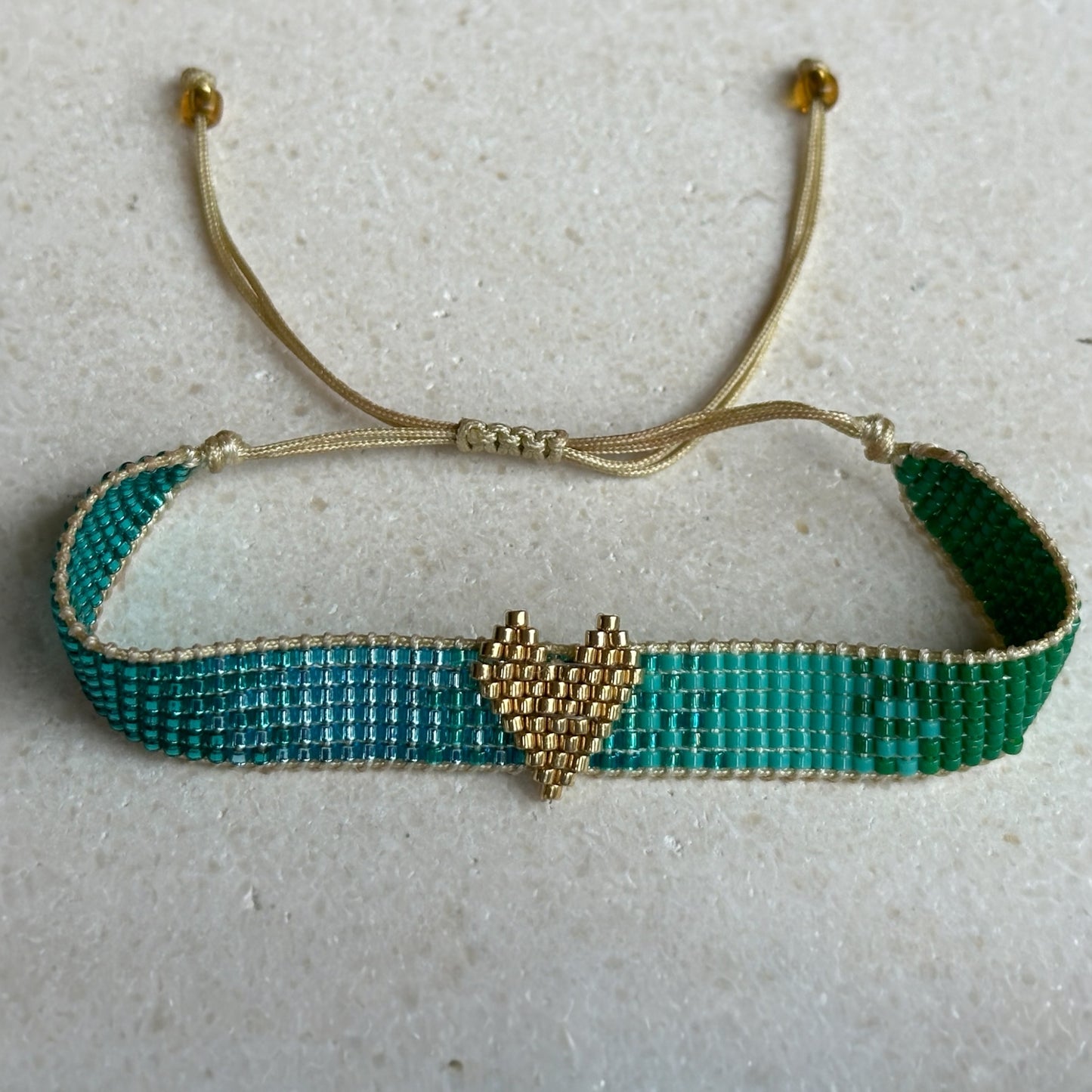 Miyuki corazón verde/turquesa/agua
