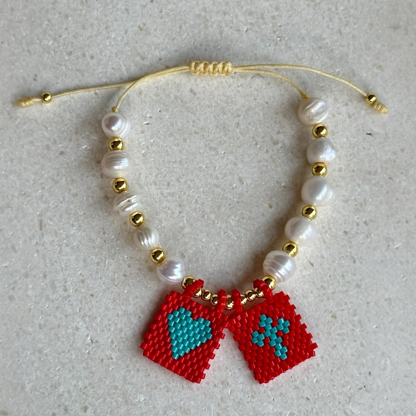 Pulseras de perlas Naranja/morada/roja