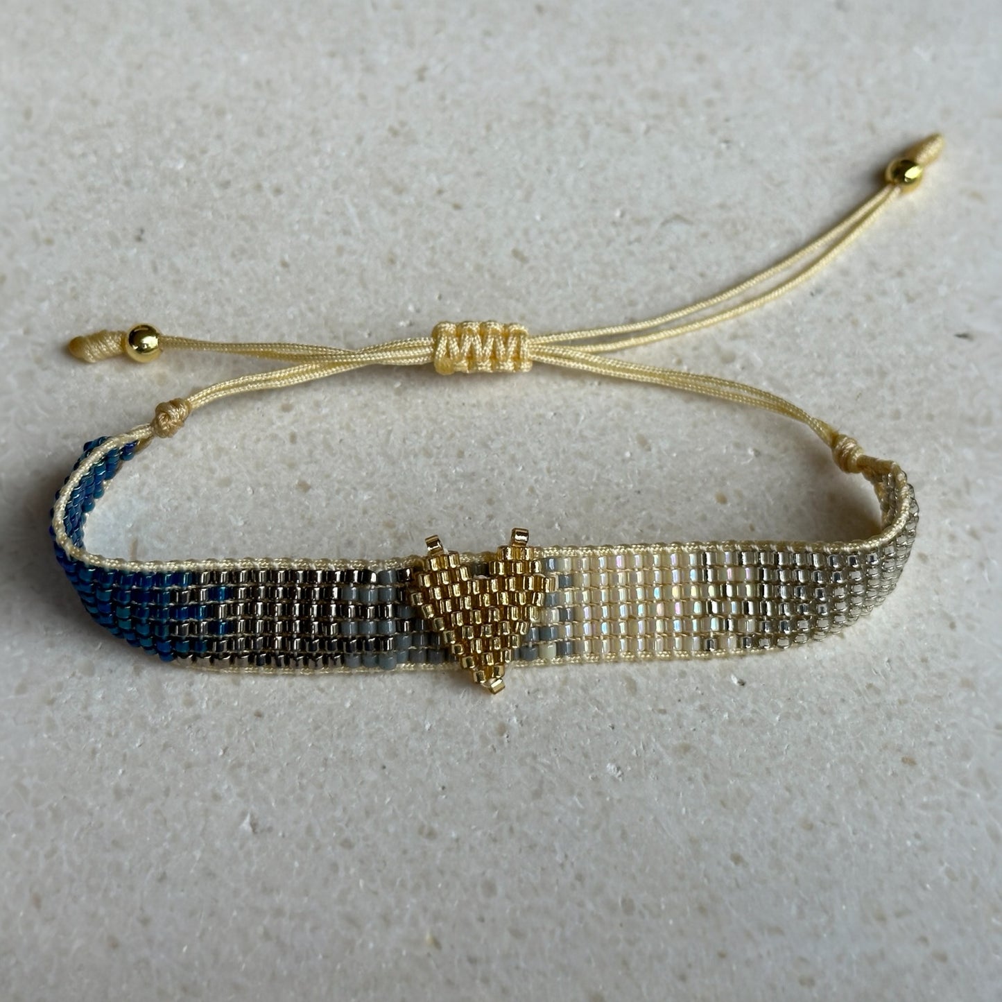 Miyuki corazón blanca/gris/azul