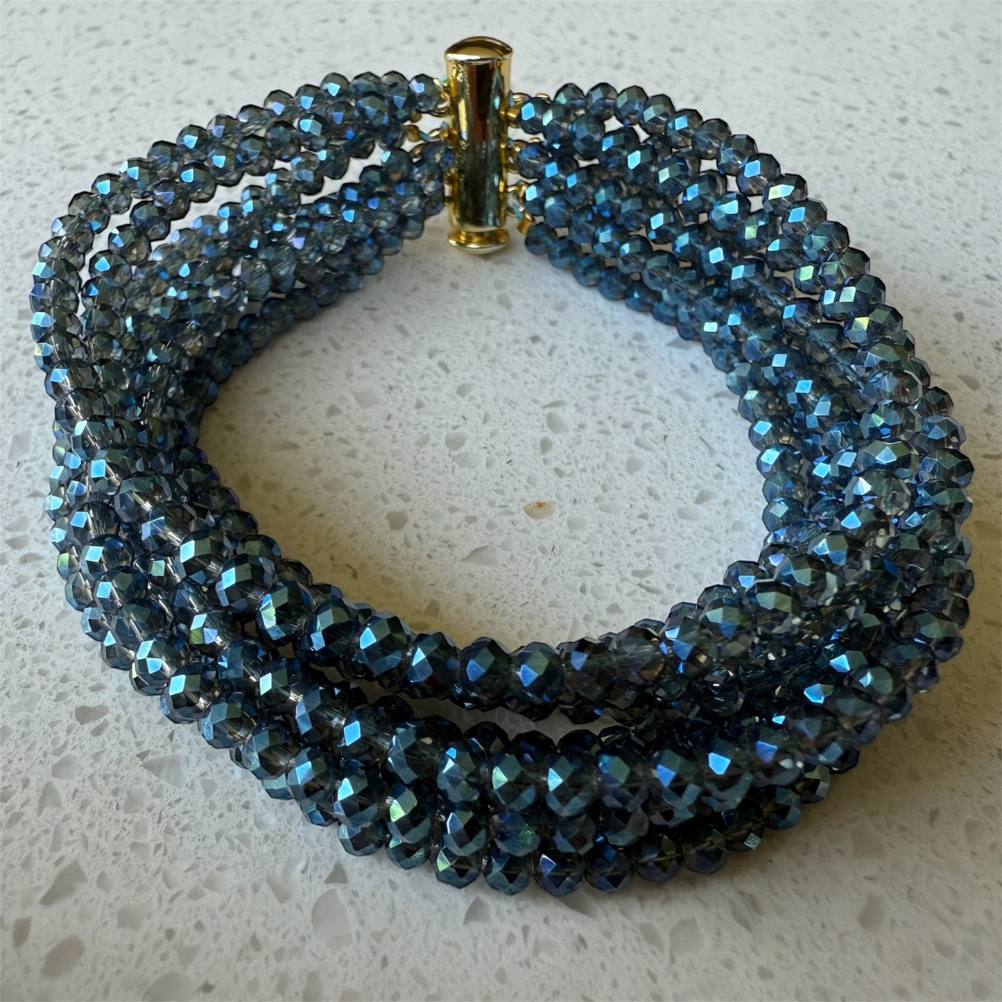 Pulsera Cristales Azul Tornasol