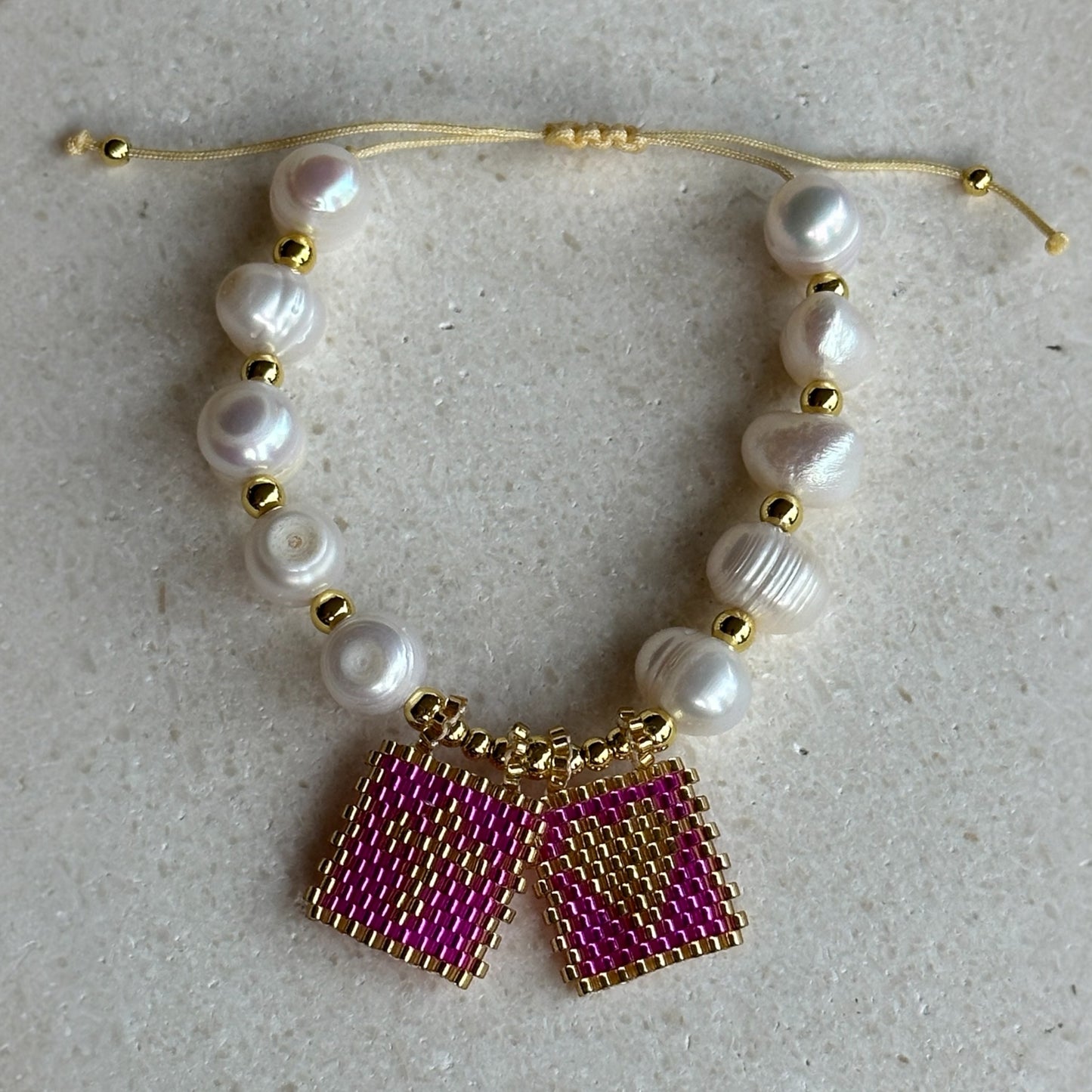 Pulseras de perlas Naranja/morada/roja