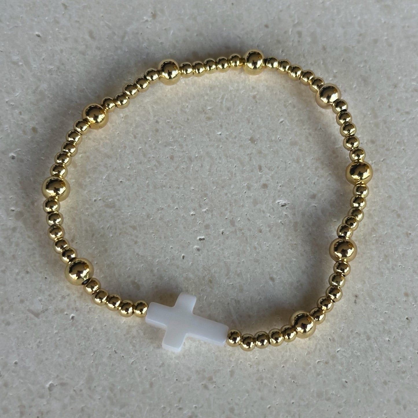 Pulseras cruz de nácar borlas/borlitas