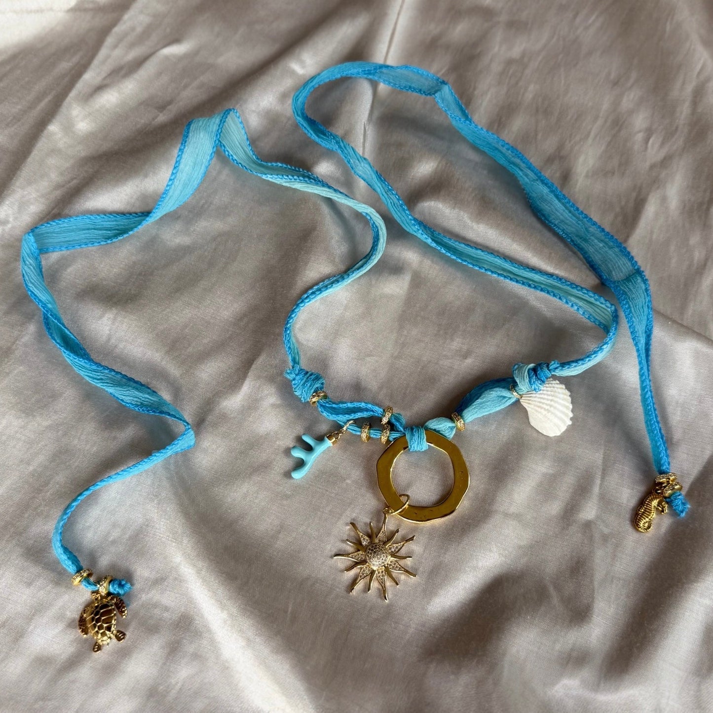 Choker de seda Aurea Turquesa