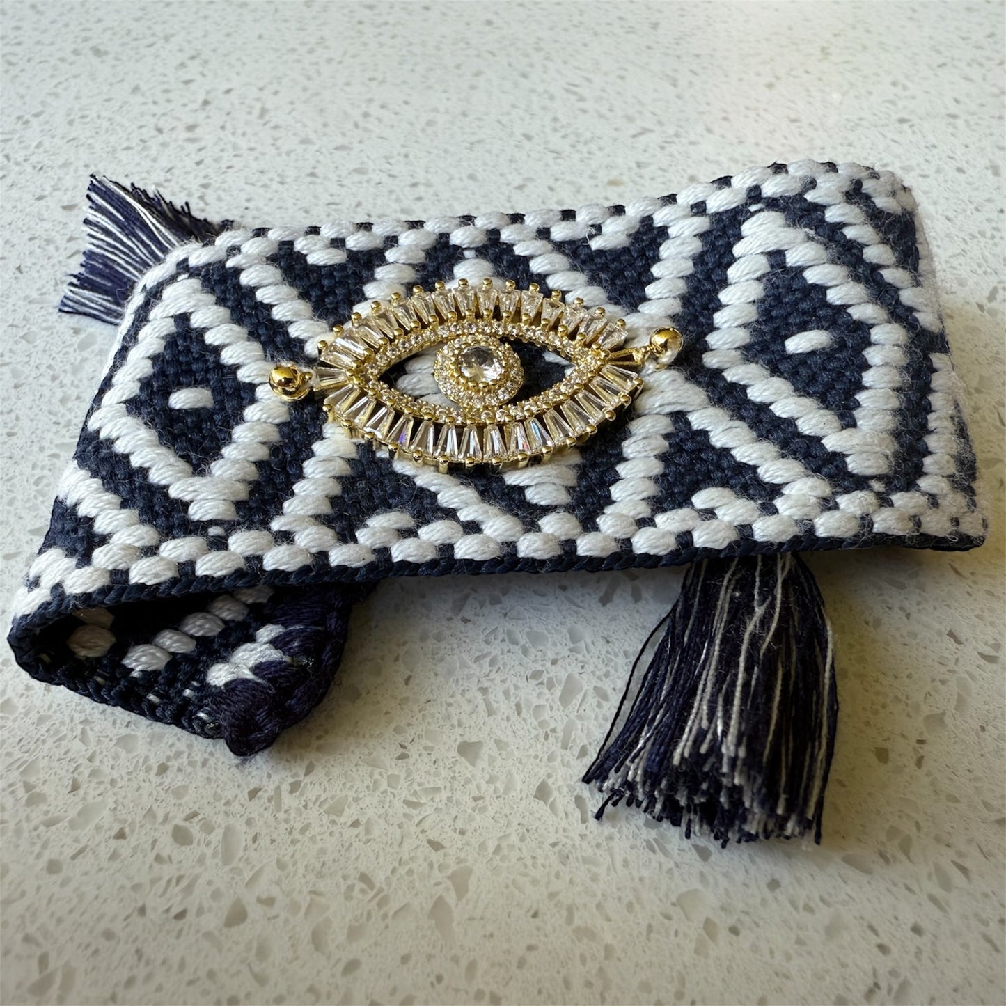Pulsera Tejida Ojo Turco Azul Marino