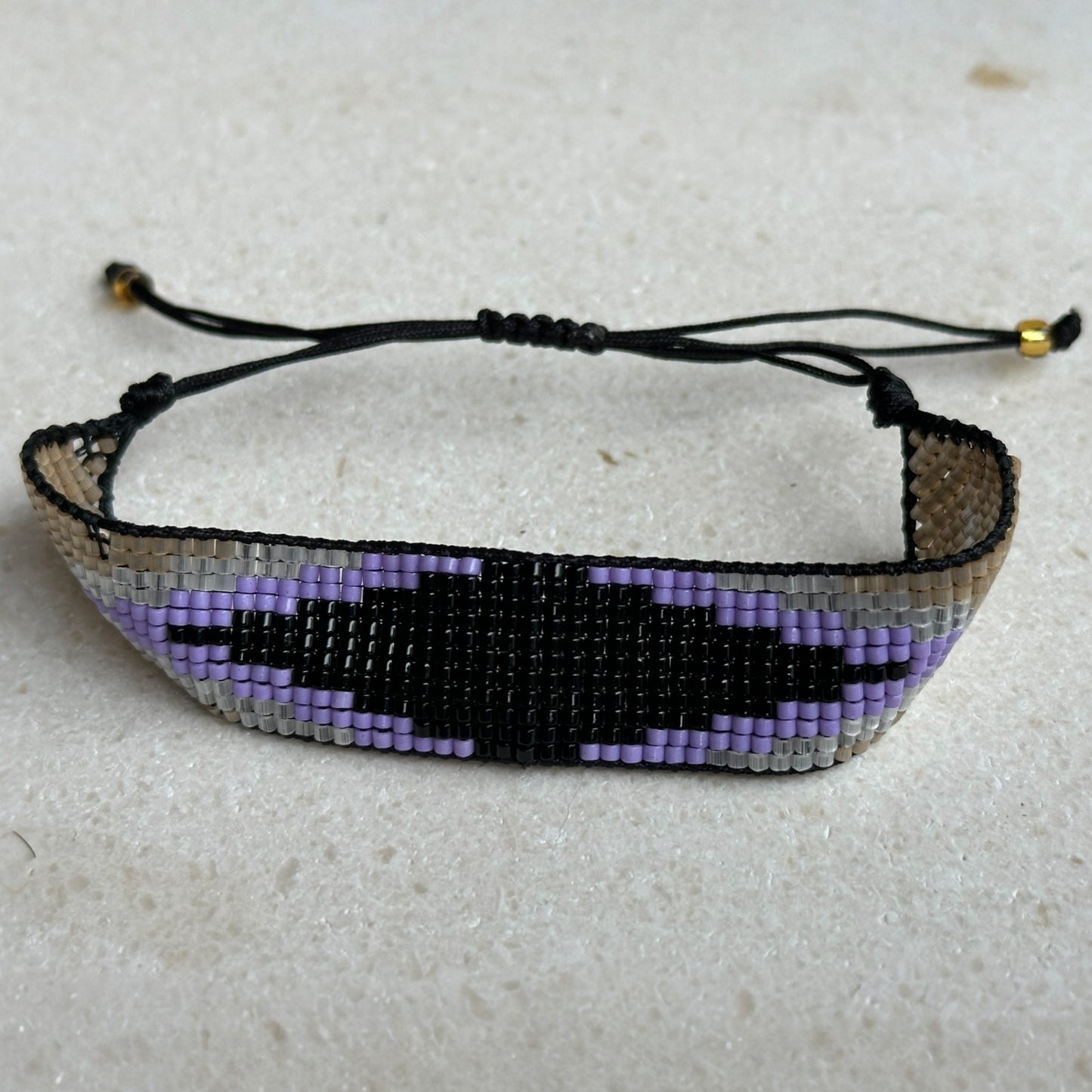 Miyuki gruesa negra/morada/gris