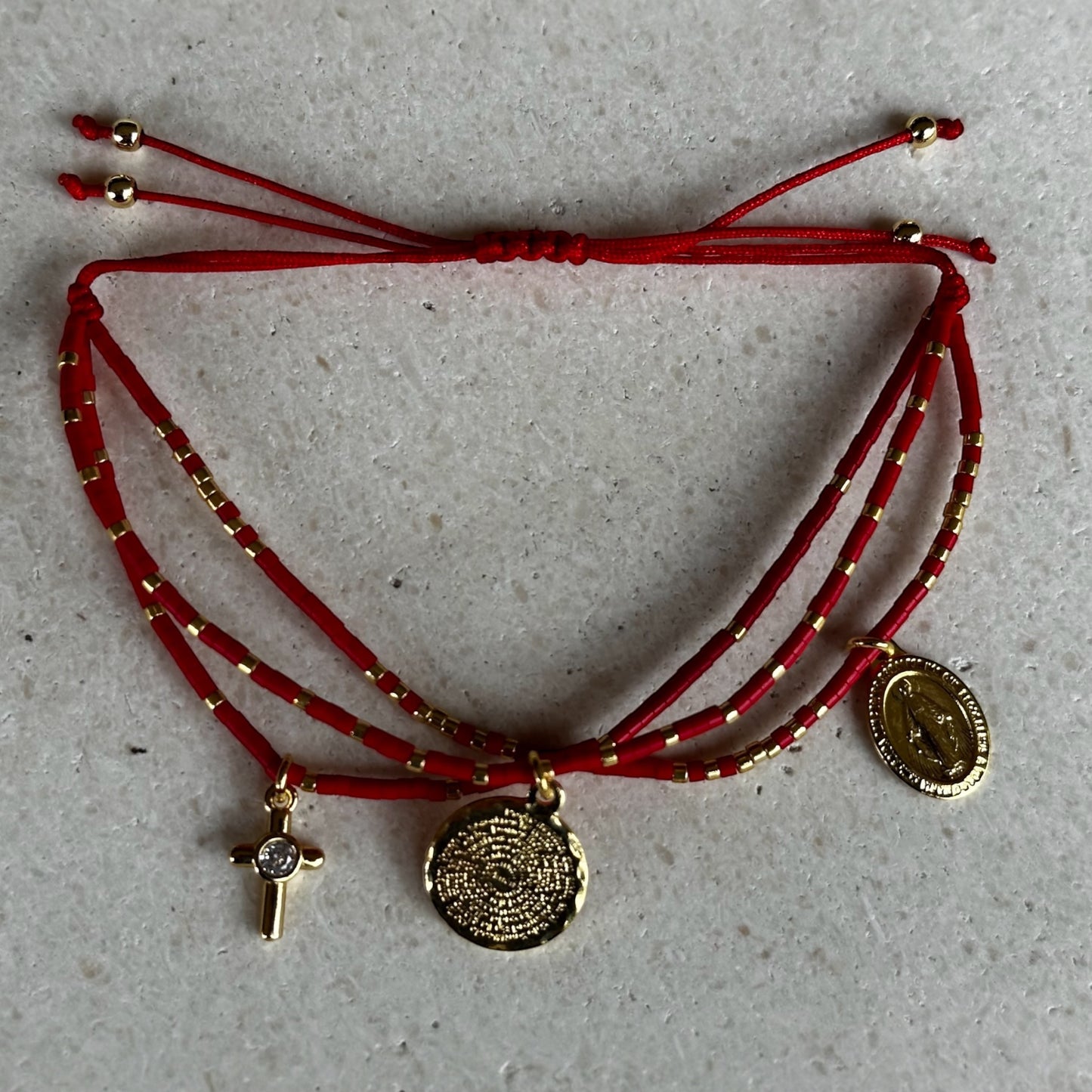 Pulsera de protección miyuki cruz/padre nuestro/virgen