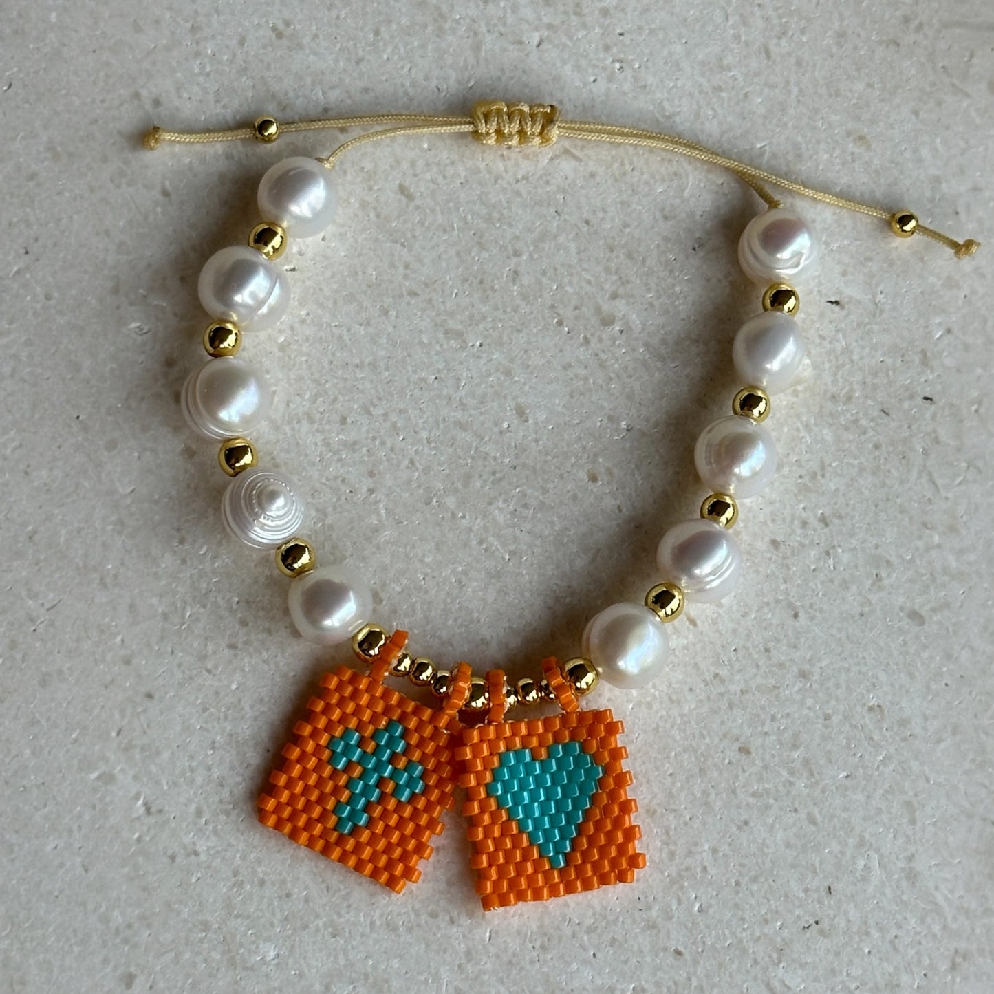 Pulseras de perlas Naranja/morada/roja