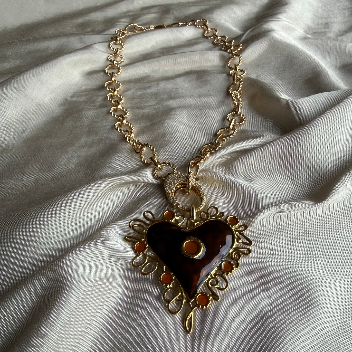 Collar Corazón Ámbar Barroco