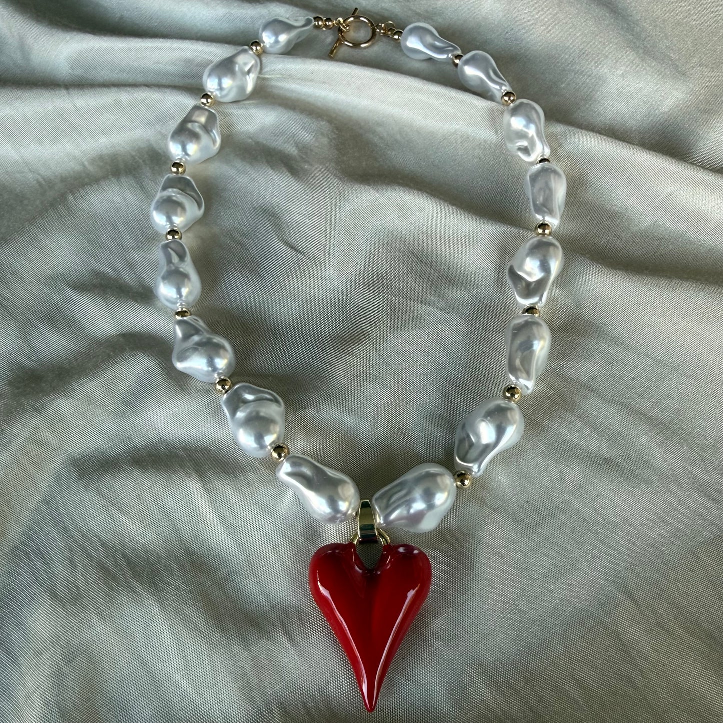 Collar Perla Carmesí/40 cms