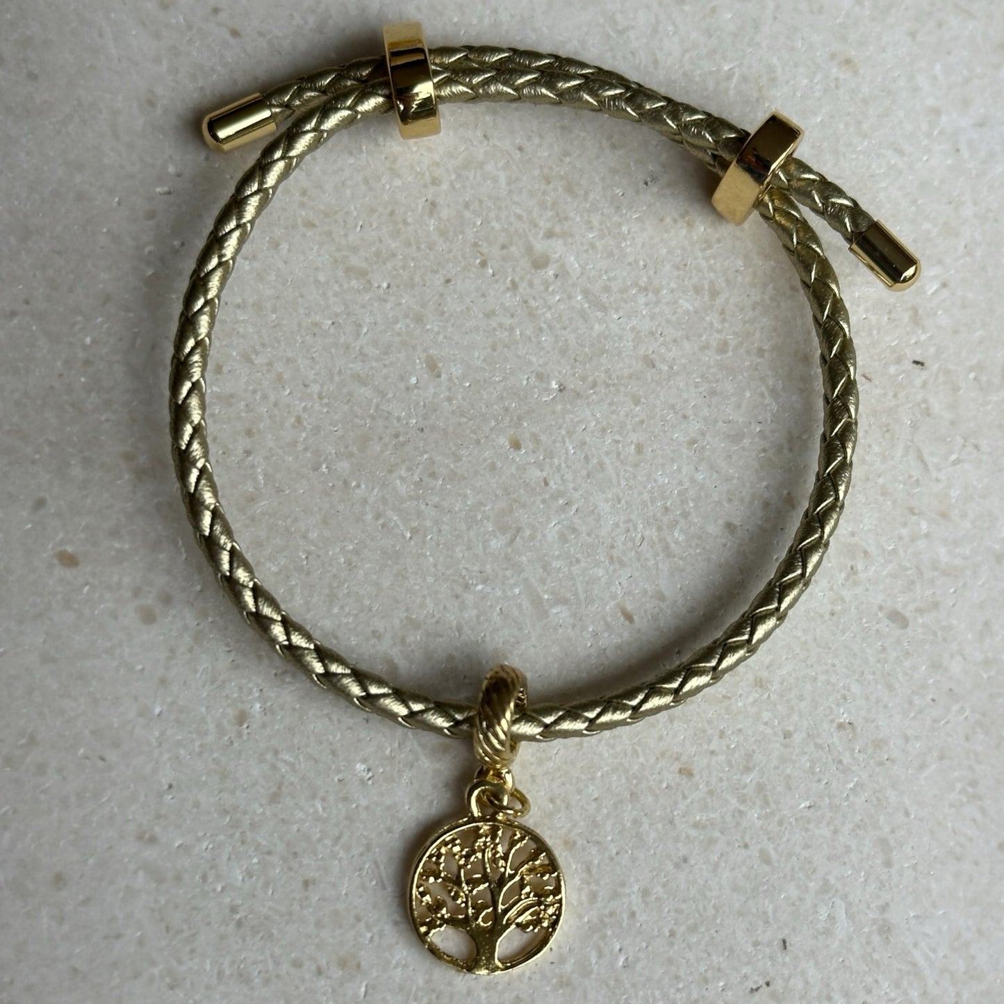 Pulsera protección de cuero dorada/árbol de la vida