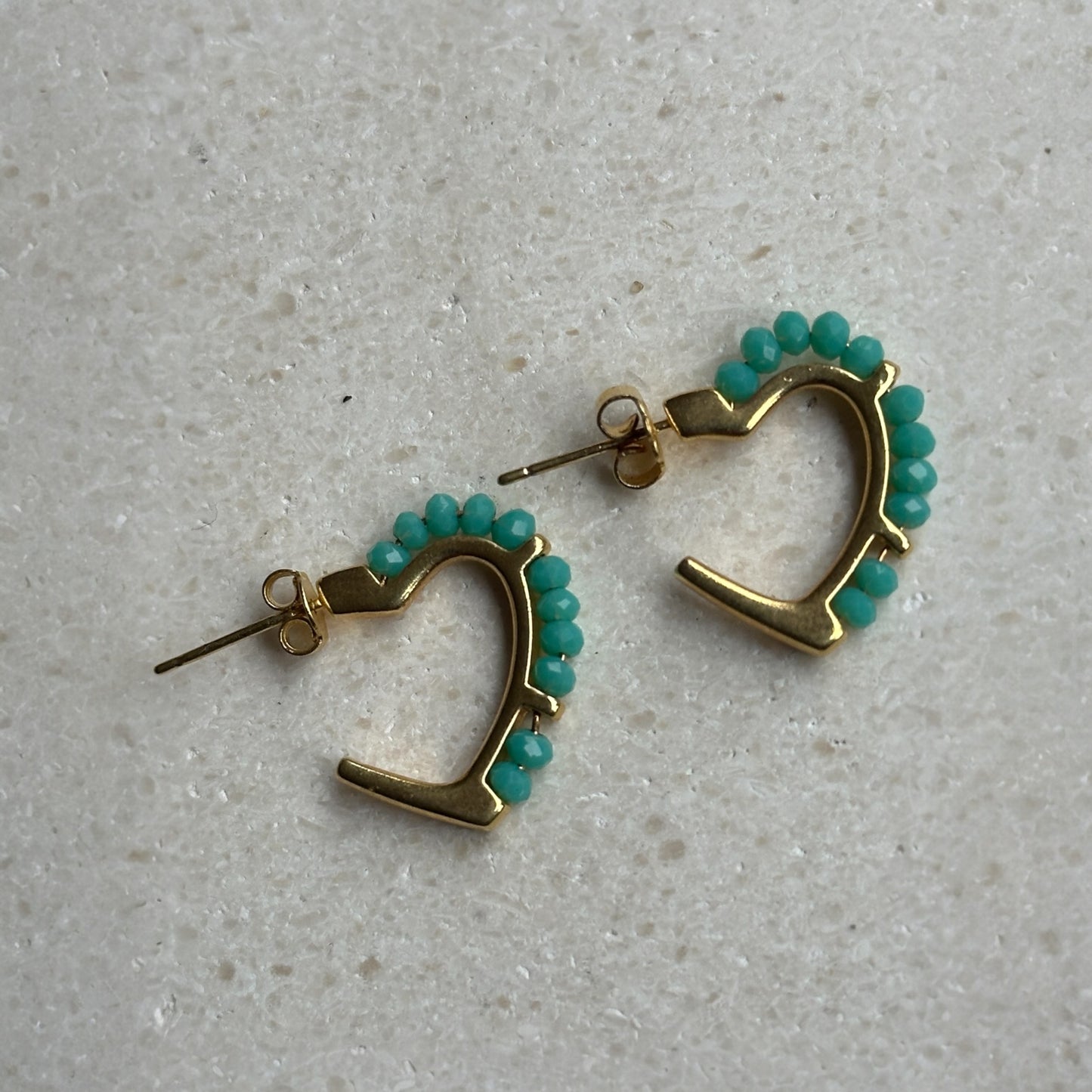 Aros corazón turquesa