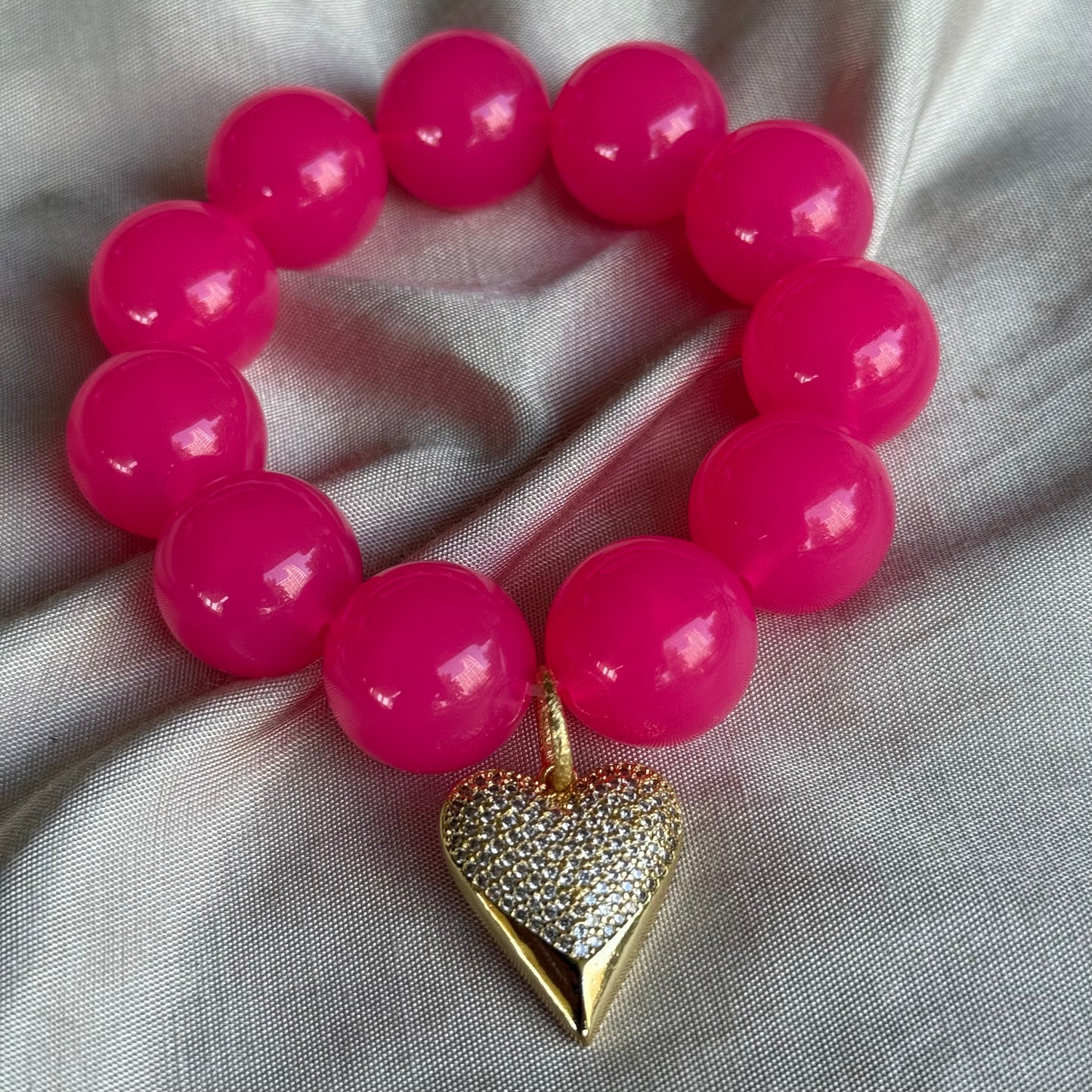 Pulsera Corazón Fucsia Brillante