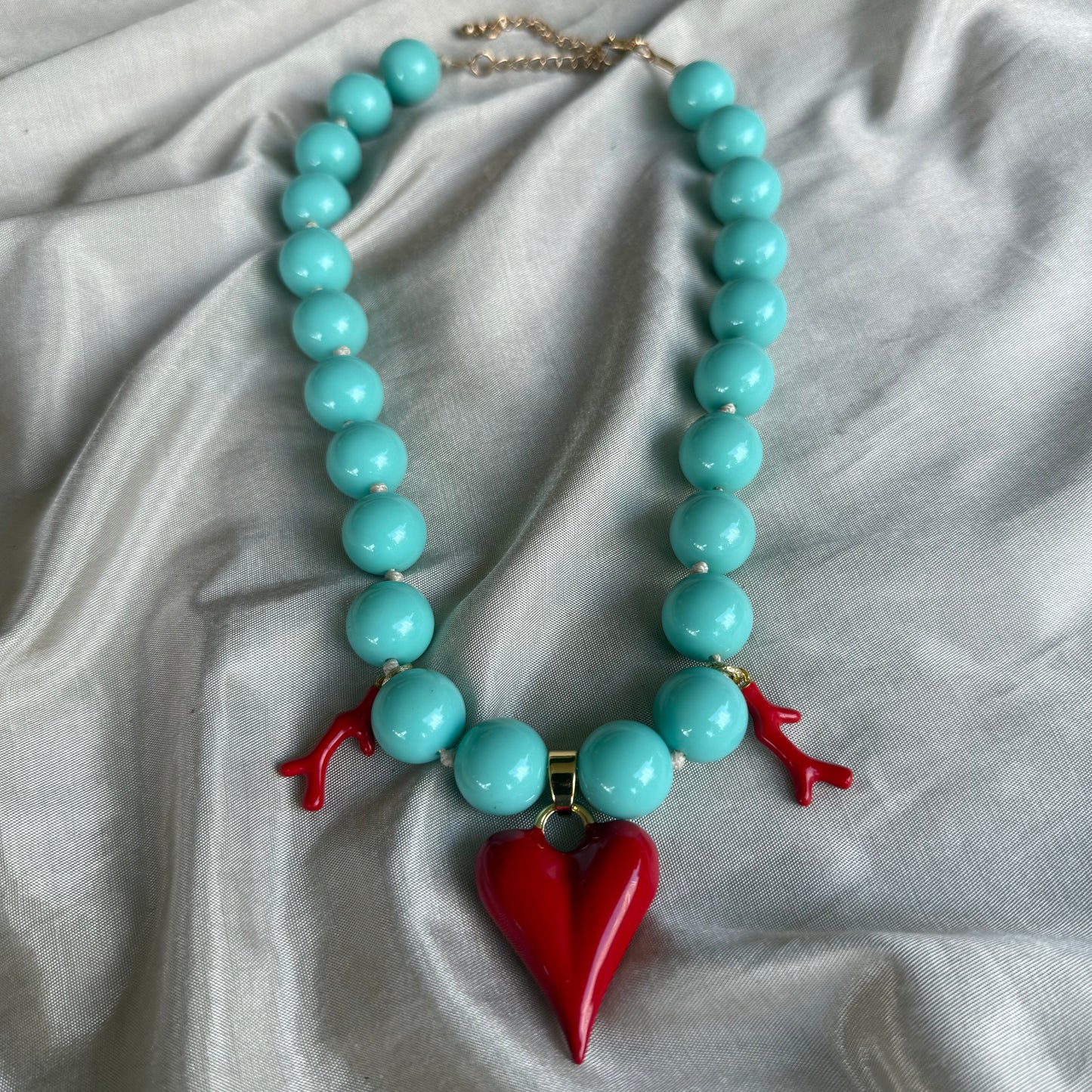 Collar Corazón Coral Turquesa