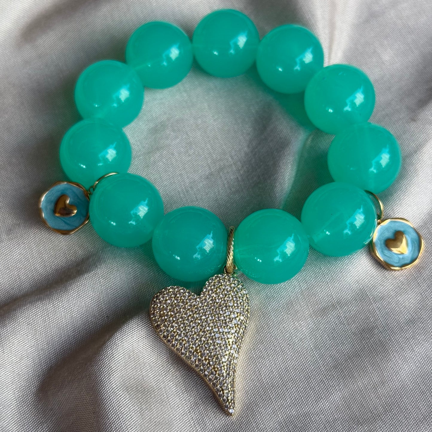 Pulsera Corazón Turquesa Brillante