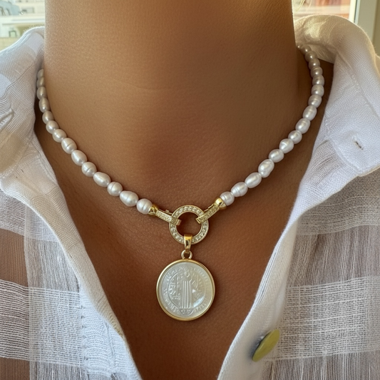 Collar Perlas San Benito • Broche de Luz/40 cms