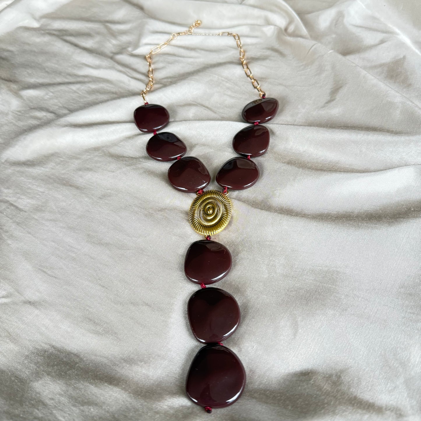 Collar Doble Piedra Café/Rosa
