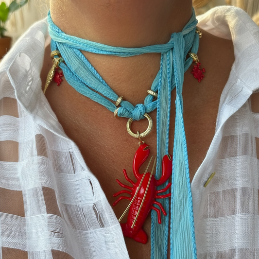 Choker de Seda Turquesa/Marina