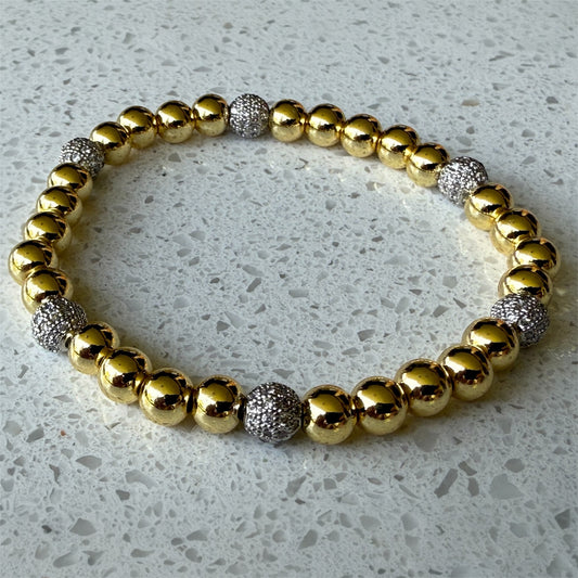 Pulsera borlas doradas/plateadas/microcircones