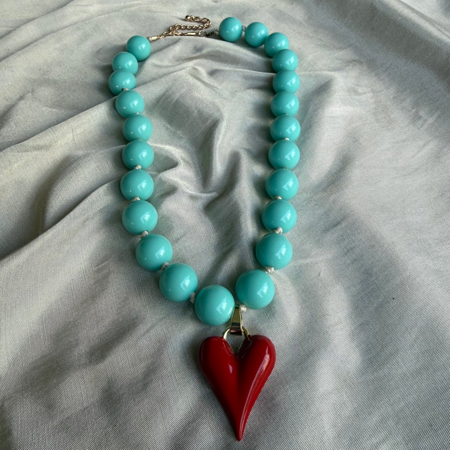 Collar Corazón Rojo Turquesa Maxi/Normal/Alargado