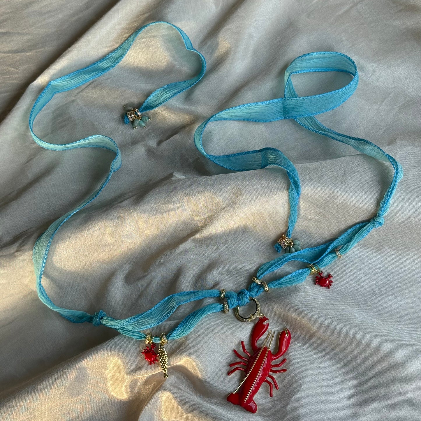 Choker de Seda Turquesa/Marina