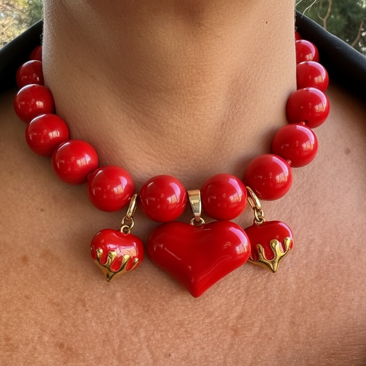 Collar Corazones Carmesí