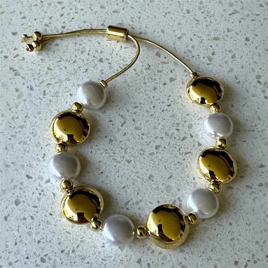 Pulsera Esfera Perlada Dorada