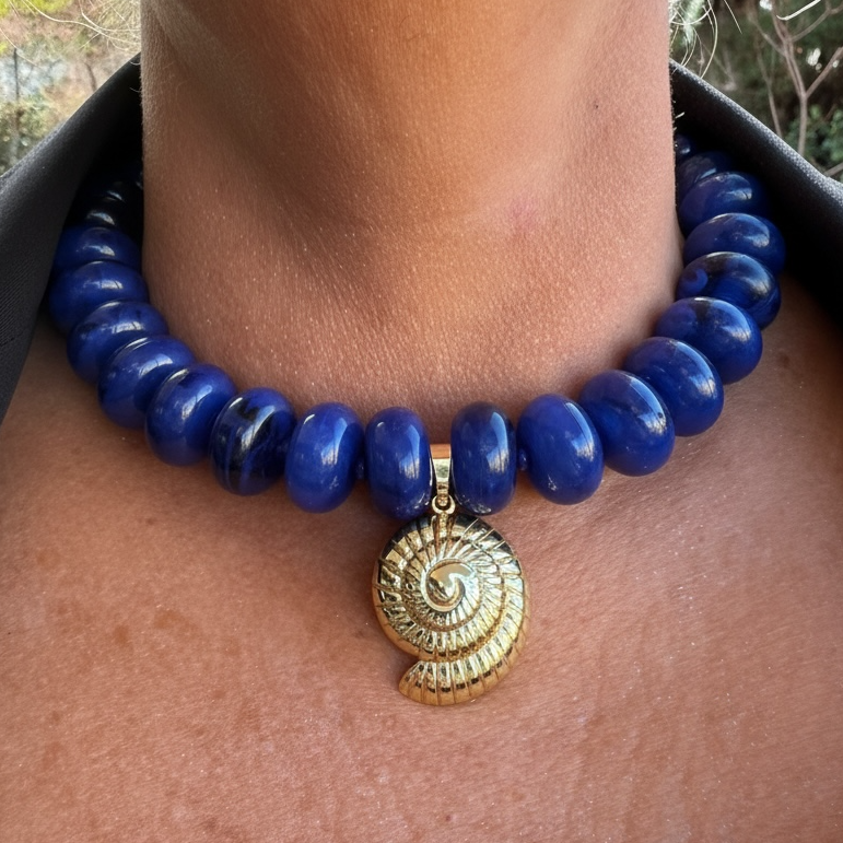 Collar Caracola Azul Real
