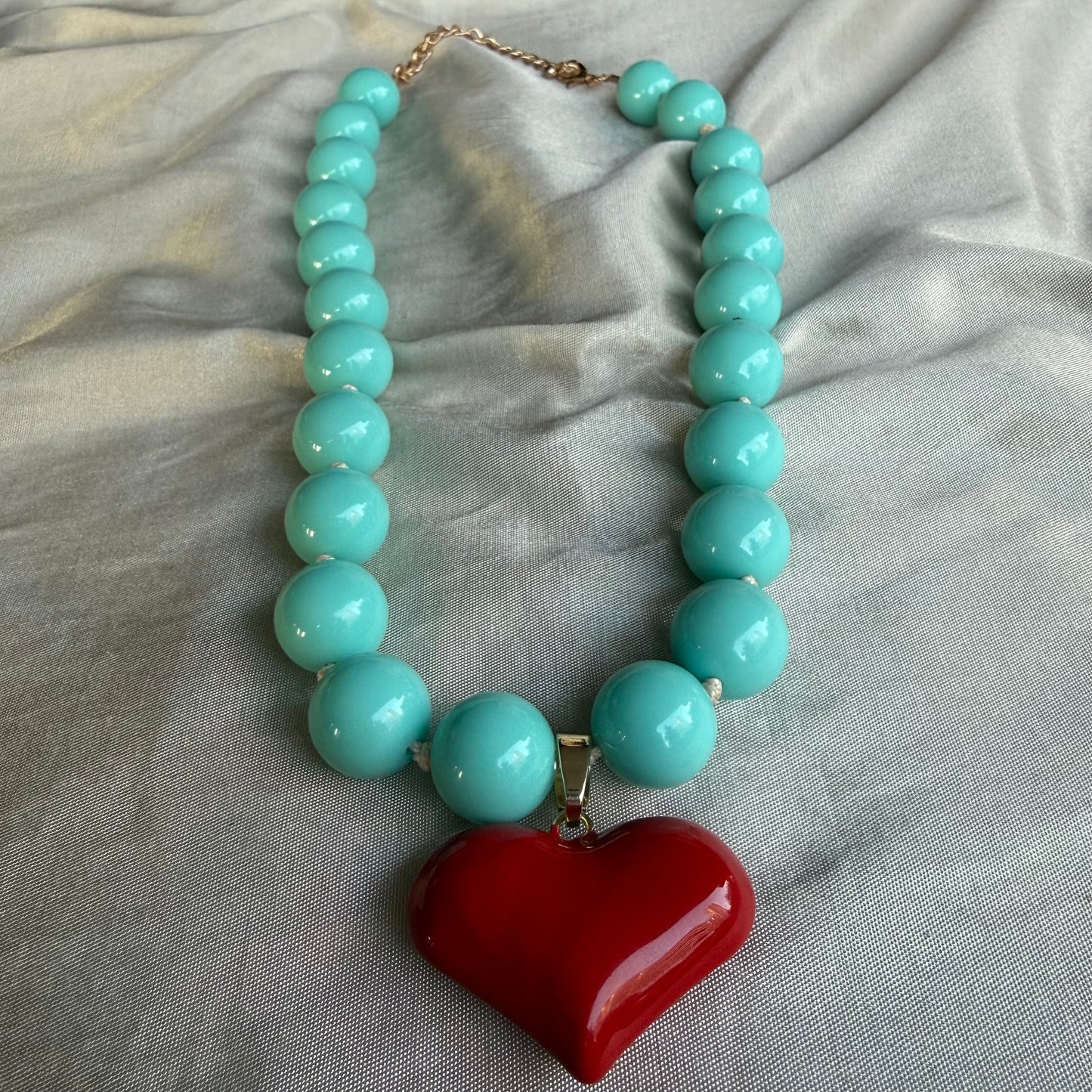 Collar Corazón Rojo Turquesa Maxi/Normal/Alargado
