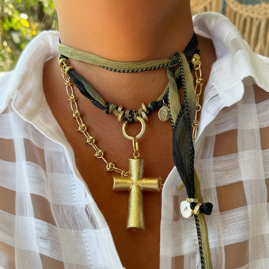 Choker de Seda Camel/Religiosa