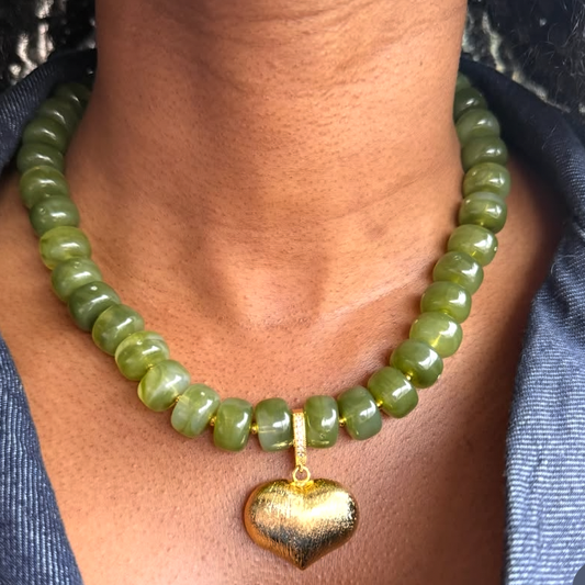 Collar Jade Corazón Dorado