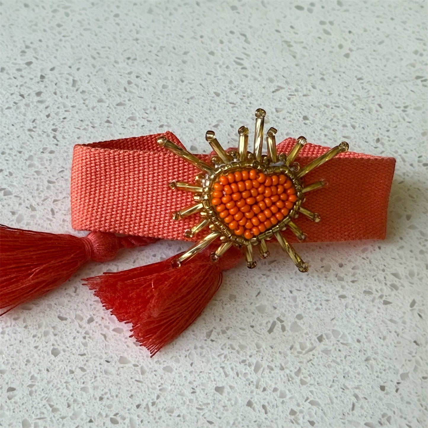 Pulseras tejidas corazón amarilla/naranja