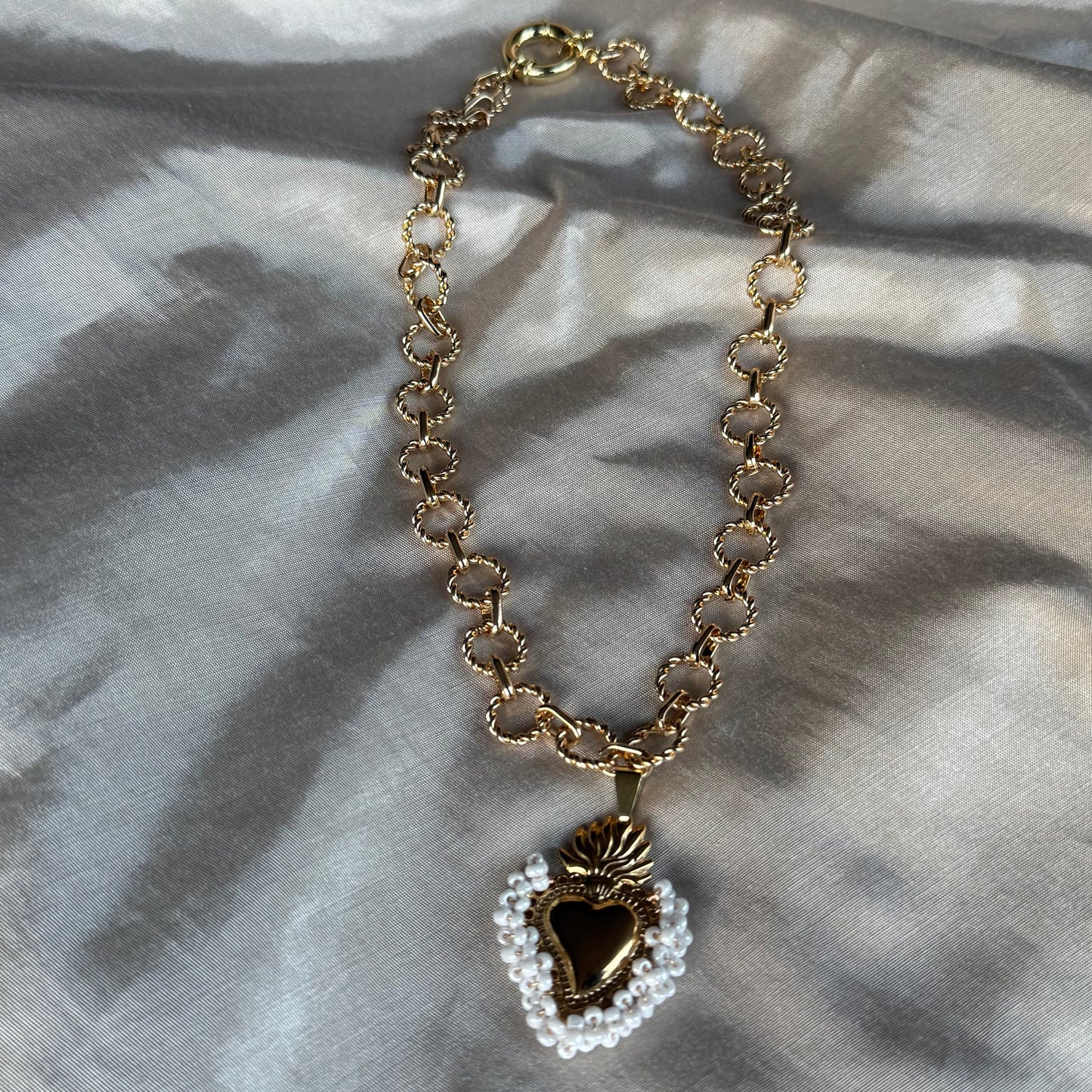 Collar Cadena Torzal Dorada / Sagrado Corazón