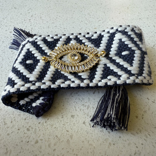 Pulsera Tejida Ojo Turco Azul Marino