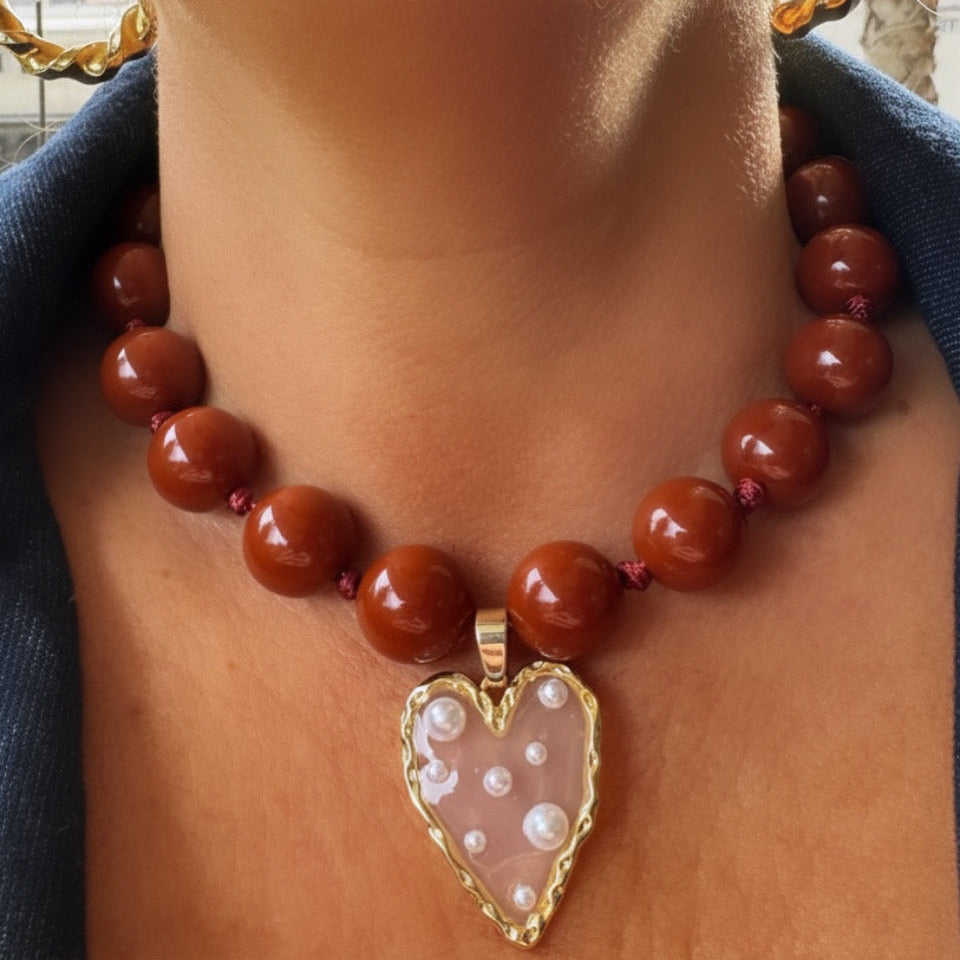 Collar Corazón Canela