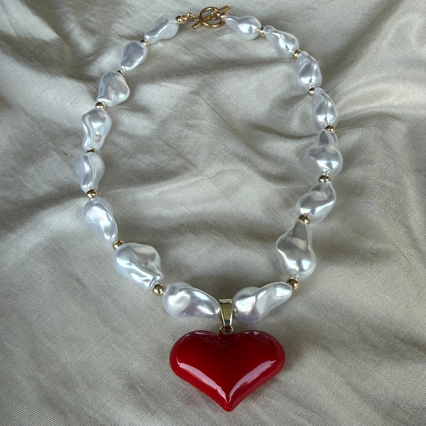 Collar Perla Carmesí/40 cms