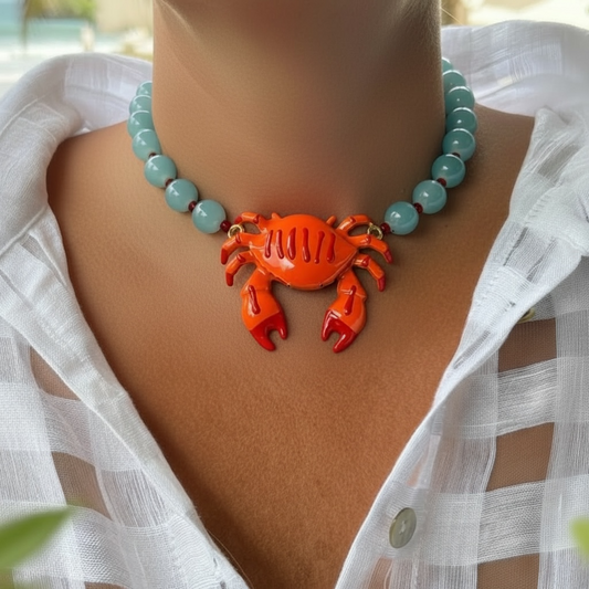 Collar Cangrejo Turquesa