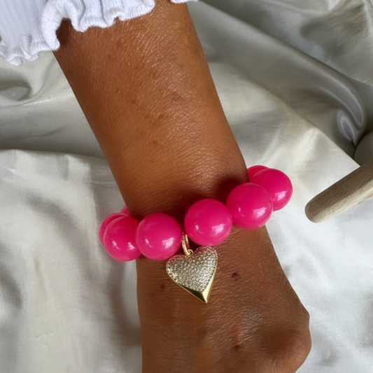 Pulsera Corazón Fucsia Brillante