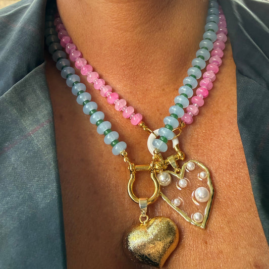 Doble Esferas Multicolor / Corazones Dorados