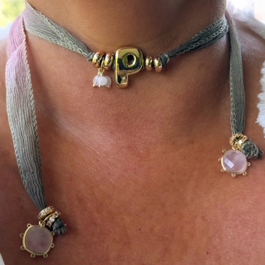 Choker de seda Palo Rosa/Letra del Alma