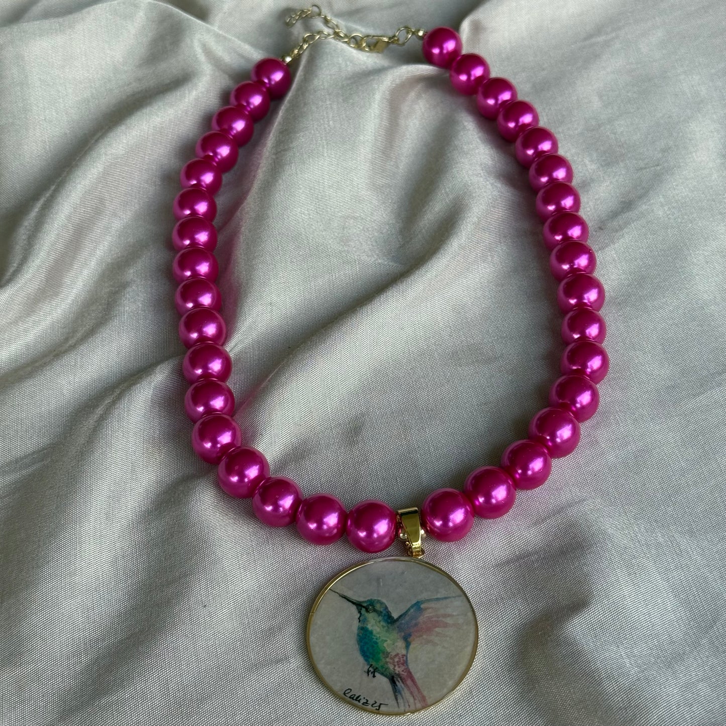 Collar Colibrí Fucsia
