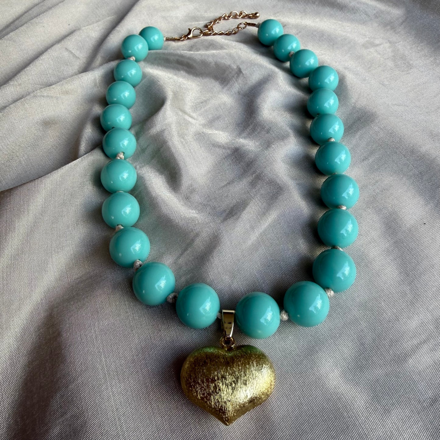 Collar Corazón Turquesa Dorado