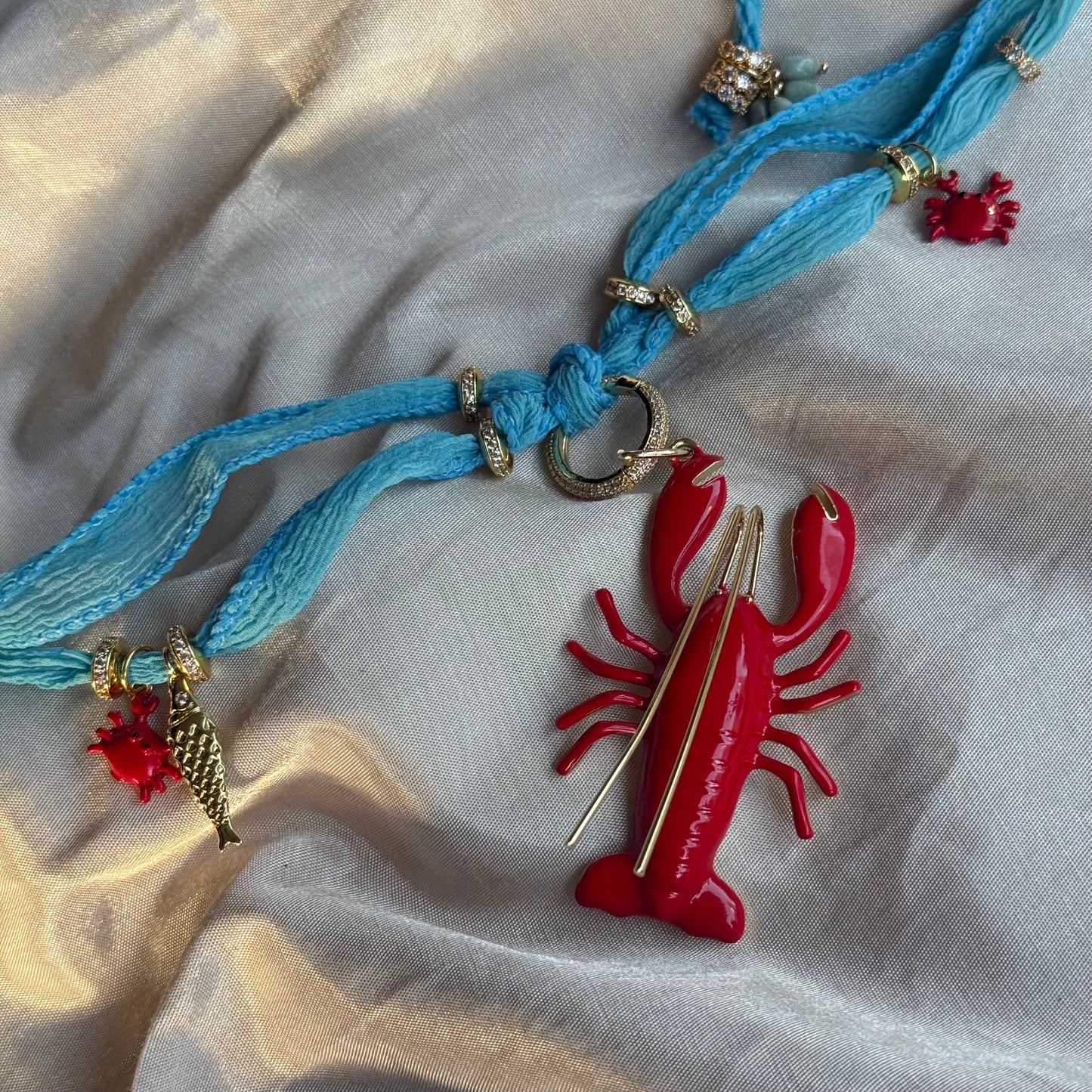 Choker de Seda Turquesa/Marina