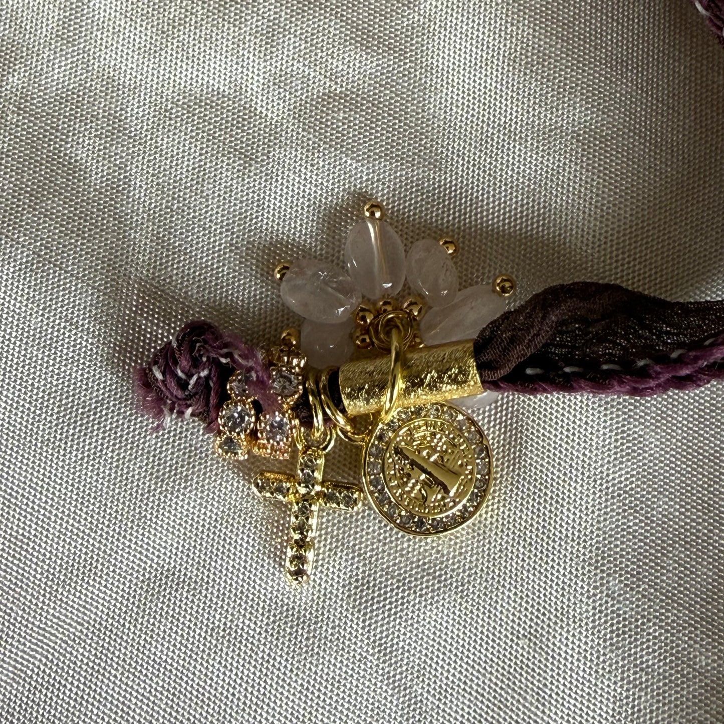 Choker de Seda Palo Rosa/Religiosa
