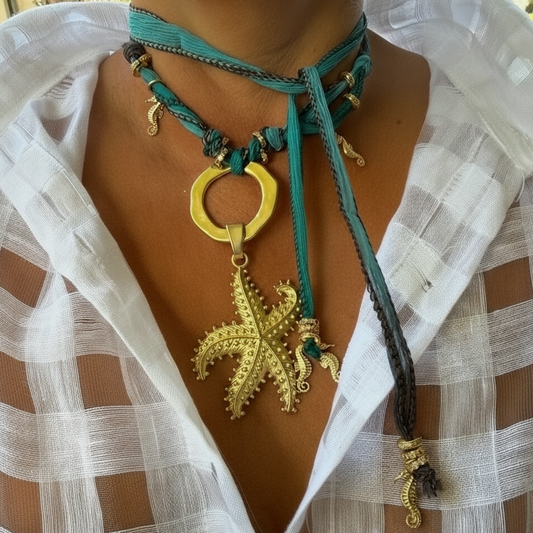 Choker de seda Estrella Esmeralda