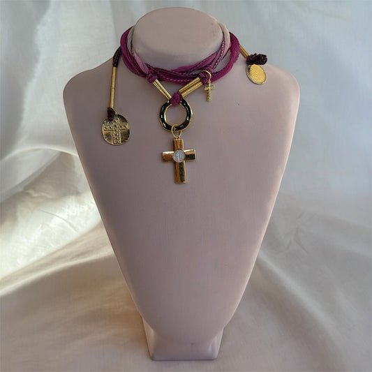 Choker de Seda Ciruela/Religiosa