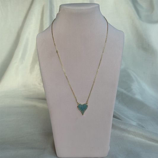 Collar Corazón Turquesa Brillante