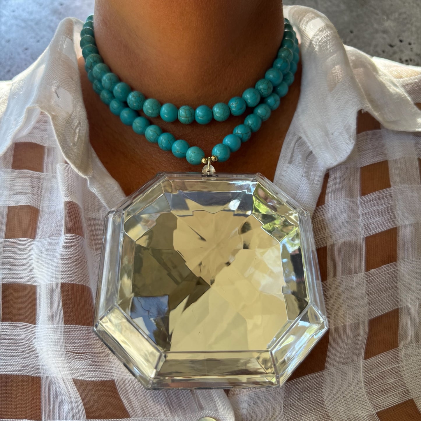Collar Prisma Cristal Turquesa