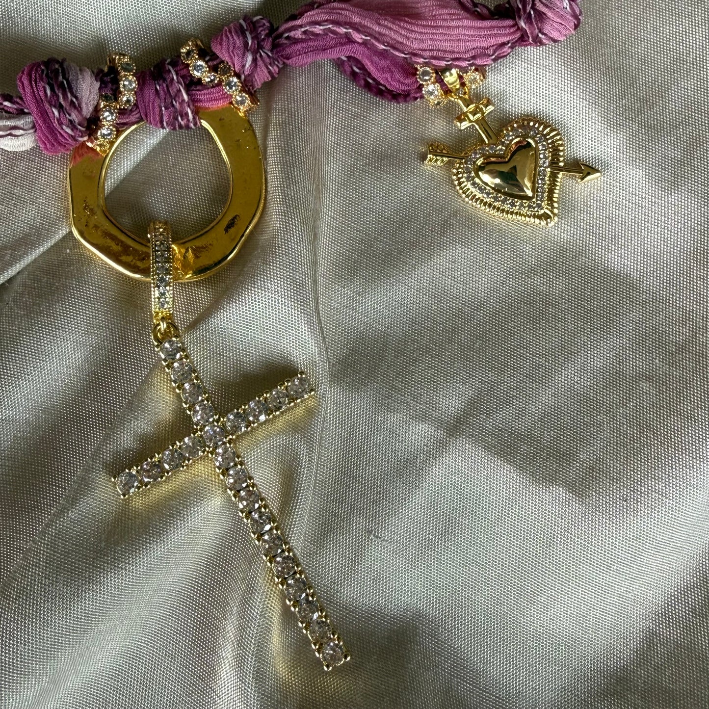 Choker de Seda Palo Rosa/Religiosa
