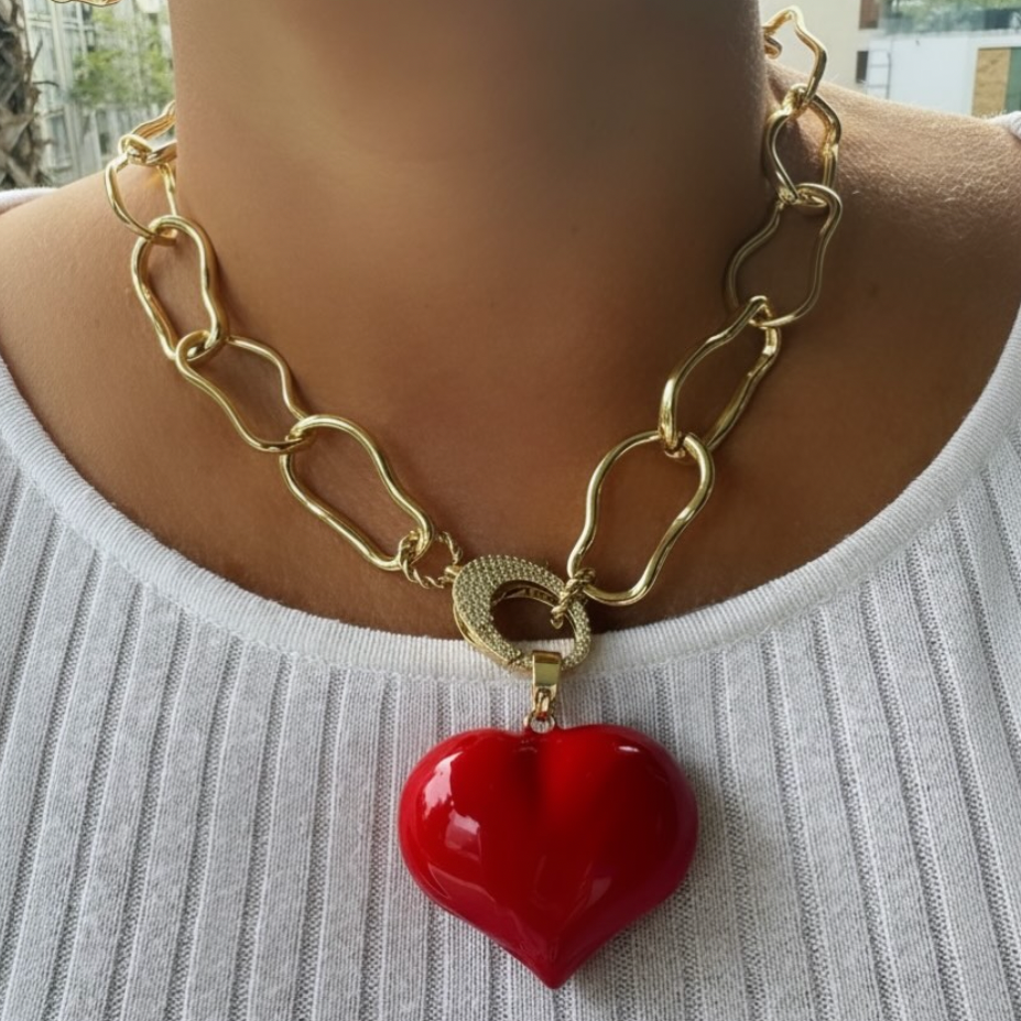 Maxi Corazón/ Cadena Dorada/45 cms